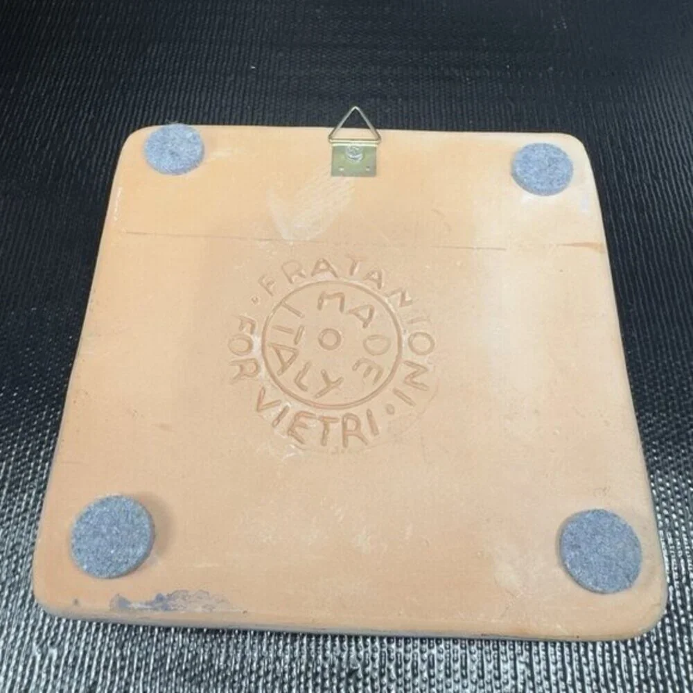 FRATANTONI Vietri Italy Hand Painted Art Pottery Tile Plum Fruit‎ Wall TRIVET